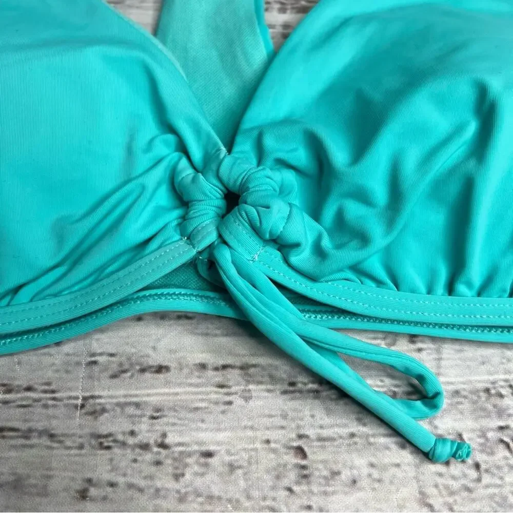 Eidon Large Priscilla Top‎ Bikini Swim Top Blue Sporty Racer Back  35256202